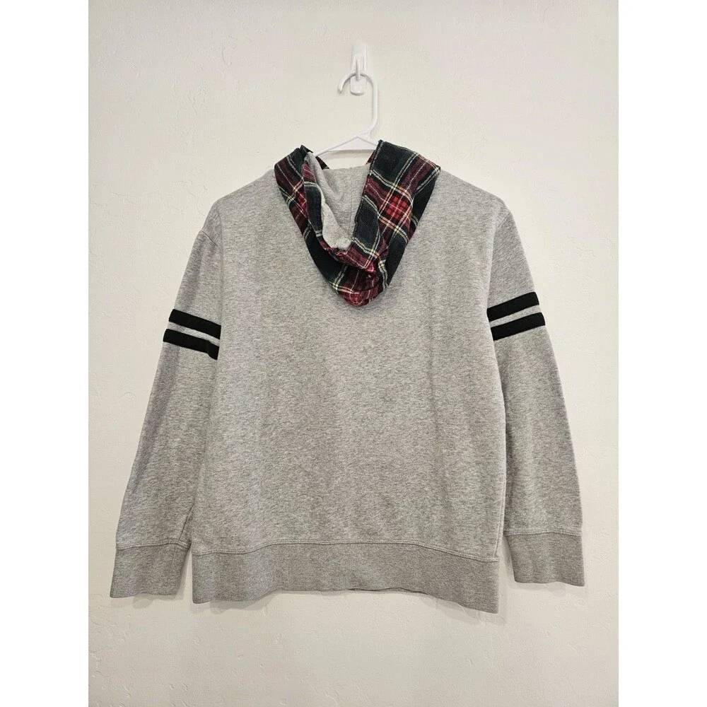 GAP Kids Pullover Hoodie Youth Size XL Grey Plaid Hood Vintage - Picture 2 of 6